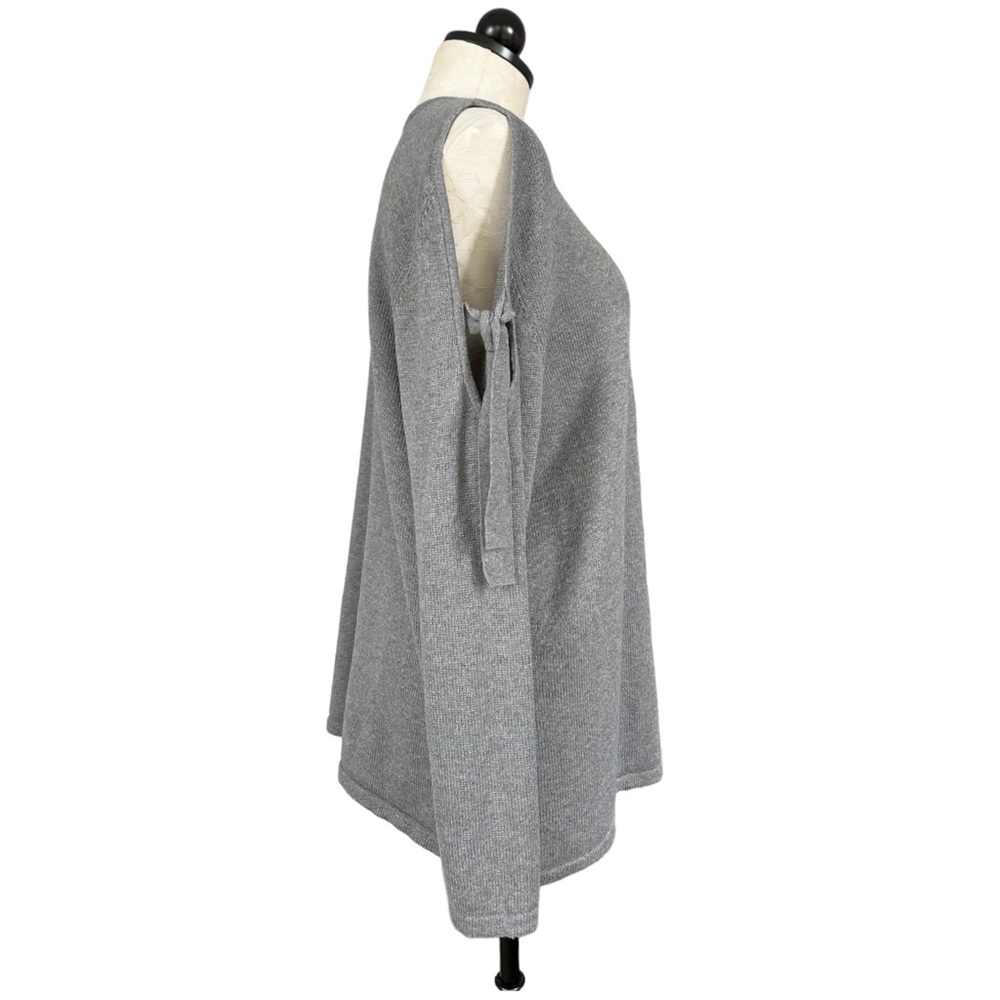 J. Jill Cotton Rayon Cold Shoulder Crew Neck Pullover Sweater Ties Gray Size XL - Picture 4 of 13